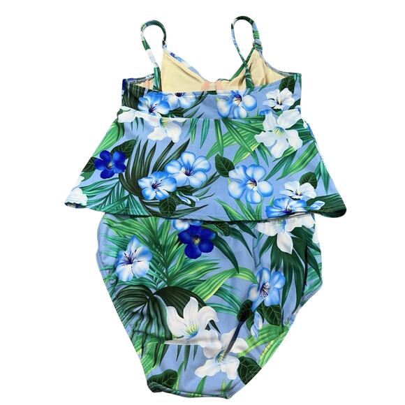Lands End Tankini High Waist Bottoms Size 8 Underwire Bathing Suit Floral - Picture 4 of 7